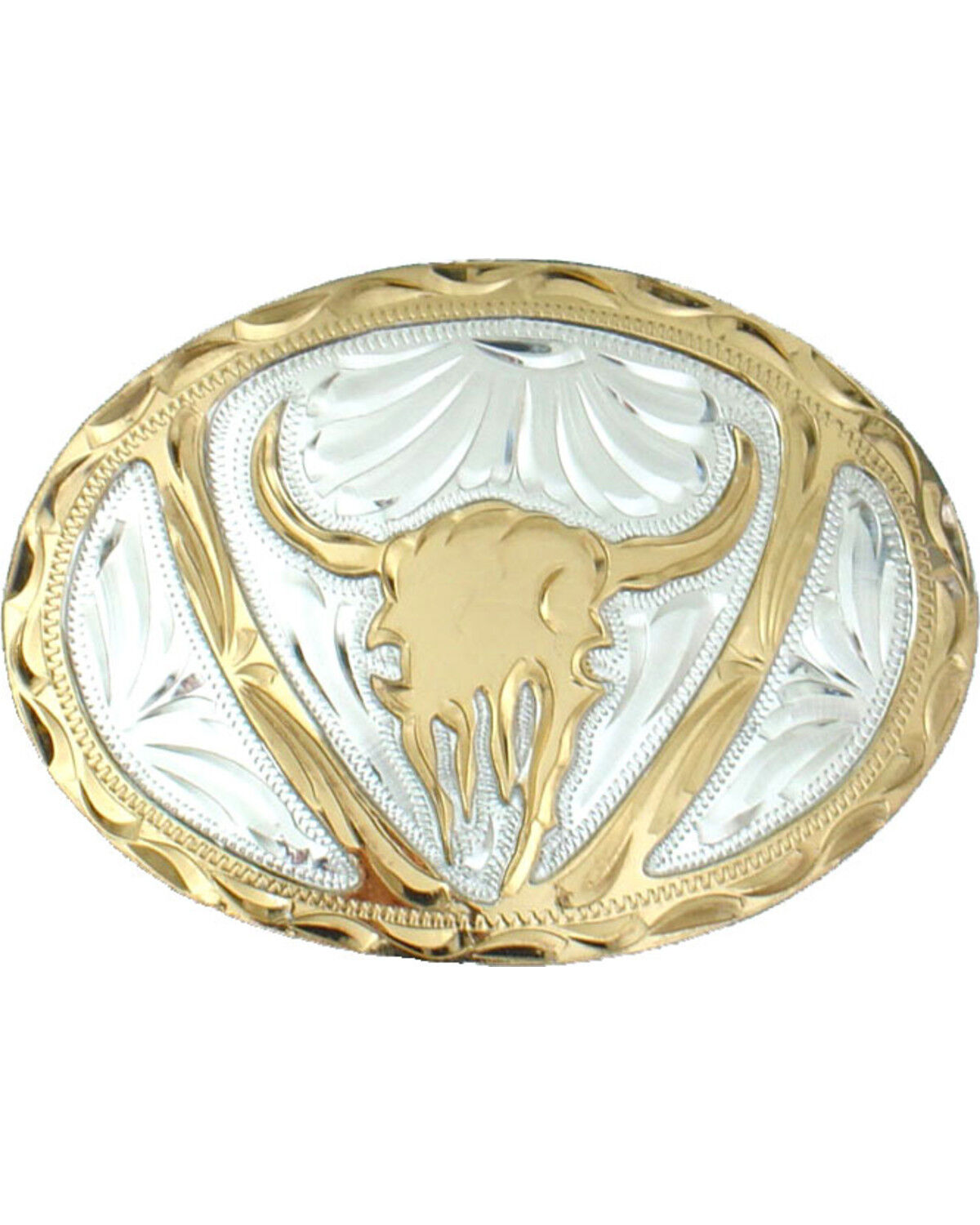 Image #1 - Western Express Men's Silver Steer Head Belt Buckle, Silver, hi-res