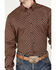 RANK 45® Men's Floral Medallion Print Long Sleeve Button-Down Western Shirt, Coffee, hi-res
