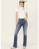 Cleo + Wolf Women's Juniper Medium Wash High Rise Slim Bootcut Jeans, Dark Medium Wash, hi-res