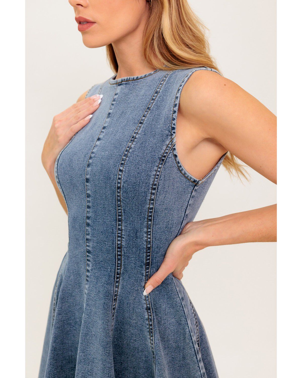 Image #4 - Flying Tomato Women's Caught in a Moment Denim Mini Dress, Light Wash, hi-res