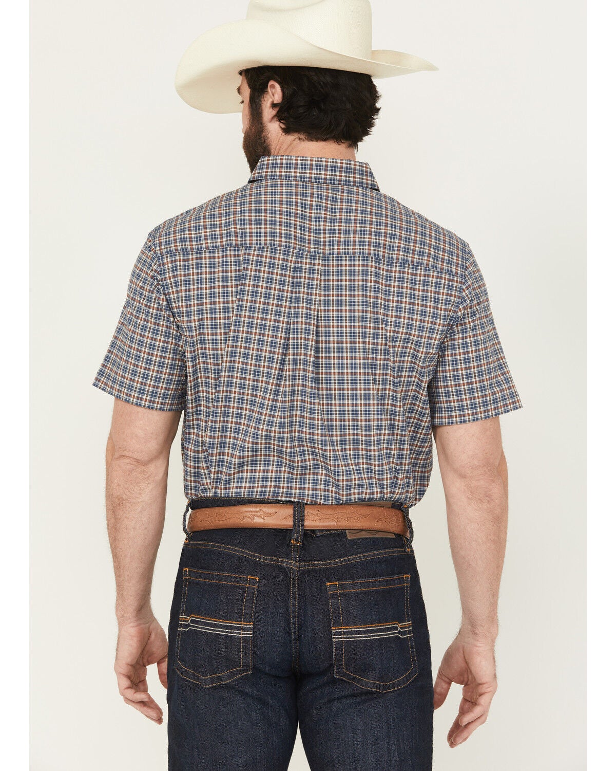 Image #4 - Cody James Men's Wildlife Plaid Print Short Sleeve Button-Down Stretch Western Shirt, Blue, hi-res