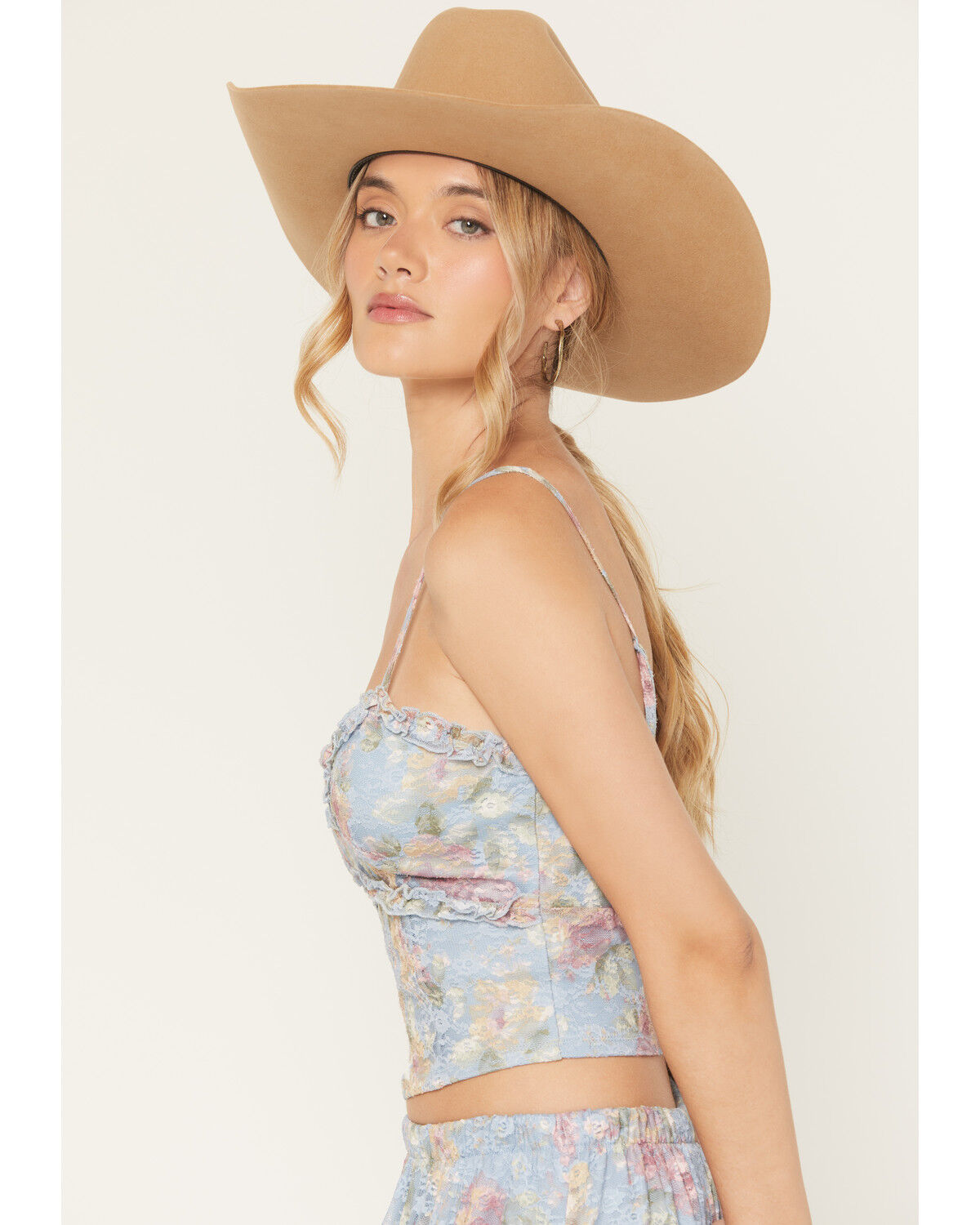 Image #3 - Originality Women's Boot Barn Exclusive Printed Lace Corset Tank, Blue, hi-res