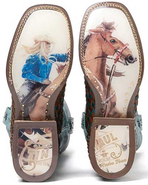 Image #2 - Tin Haul Women's Gitchu A Good One Western Boots - Broad Square Toe, Blue, hi-res