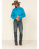Panhandle Select Men's Solid Embroidered Stretch Poplin Long Sleeve Western Shirt , Blue, hi-res