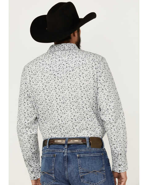 Image #4 - Gibson Trading Co Men's Static Paisley Floral Print Long Sleeve Pearl Snap Western Shirt , White, hi-res