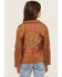 Image #1 - Fornia Girls' Floral Embroidered Fringe Jacket, Camel, hi-res