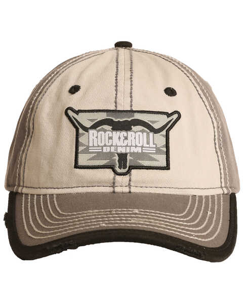 Image #1 - Rock & Roll Denim Men's Steer Head Logo Ball Cap , Brown, hi-res