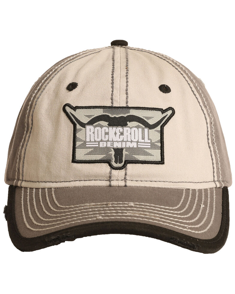 Rock & Roll Denim Men's Steer Head Logo Ball Cap , Brown, hi-res