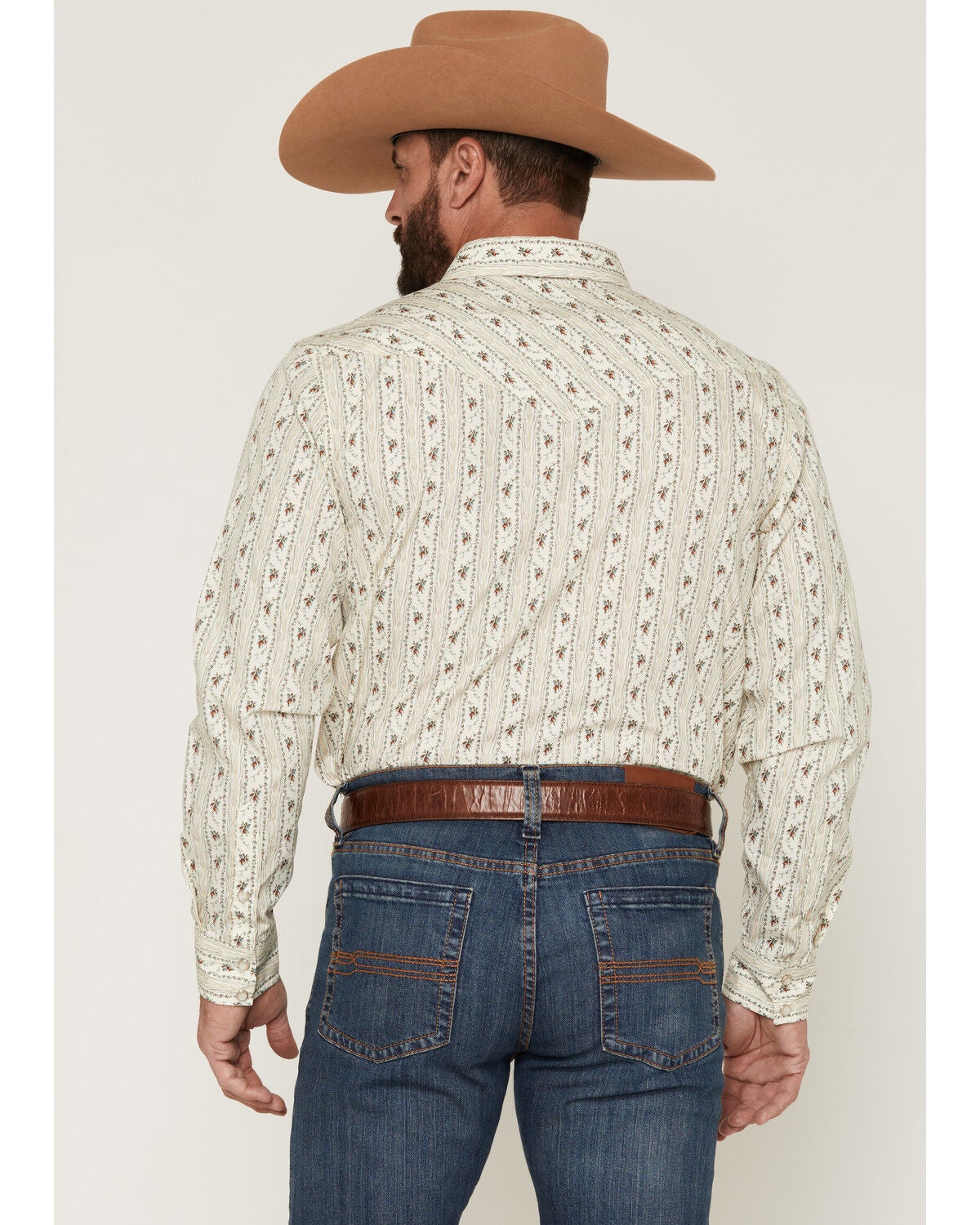 Image #4 - Gibson Trading Co Men's Old Pal Wallpaper Floral Print Long Sleeve Snap Western Shirt, Ivory, hi-res