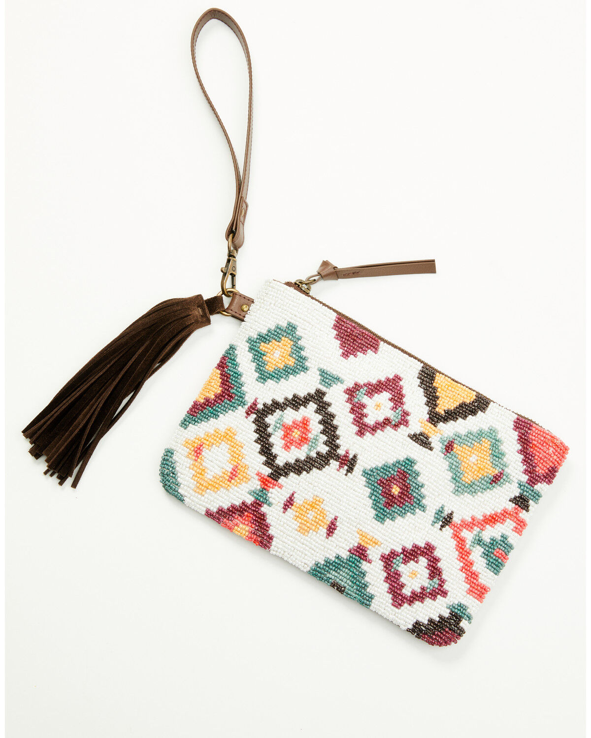 Image #2 - Shyanne Women's Seraphina Southwestern Print Seed Beed Clutch, Cream, hi-res