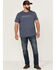 Brothers & Sons Men's Mercentile Weathered Slub Graphic Short Sleeve T-Shirt , Blue, hi-res