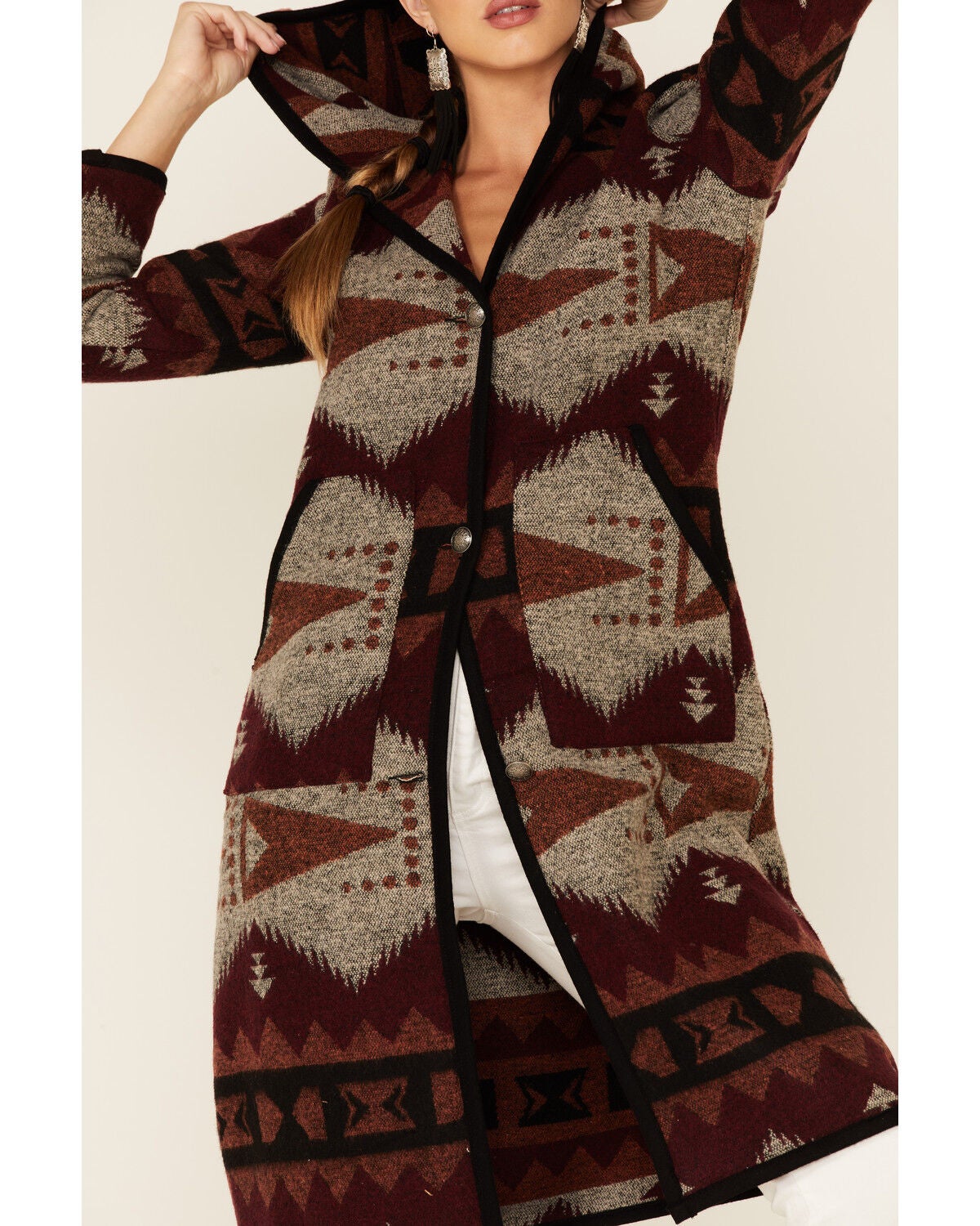 Image #3 - Circle S Women's Southwestern Blanket Hooded Duster, , hi-res
