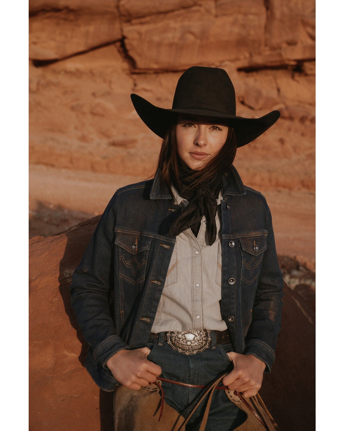 RANK 45&reg; Women's Signature Denim Pocket Stitch Rancher Jacket, Medium Wash, hi-res