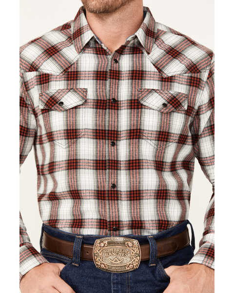 Image #3 - Cody James Men's Alrighty Plaid Print Long Sleeve Snap Western Flannel Shirt, Ivory, hi-res