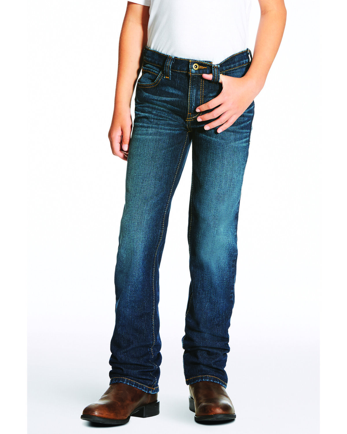 Image #1 - Ariat Boys' B5 Durham Slim Straight Jeans, Indigo, hi-res