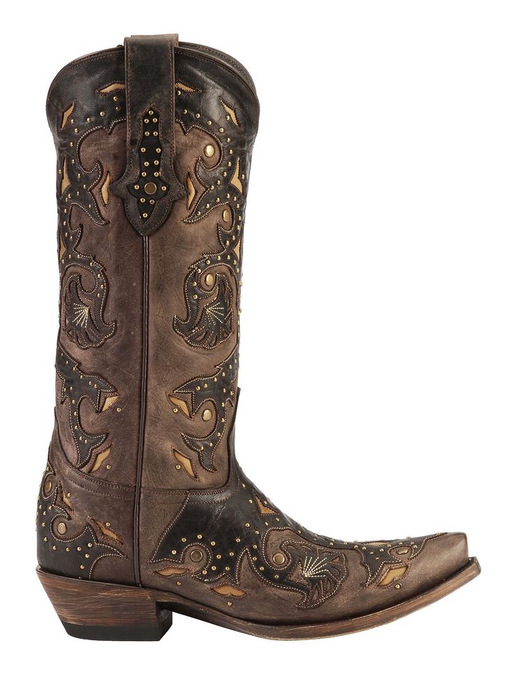 Lucchese Handmade 1883 Studded Fiona Cowgirl Boots - Snip Toe, Cafe, hi-res