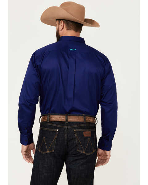 Image #4 - Ariat Men's Team Logo Twill Long Sleeve Button-Down Western Shirt, Royal Blue, hi-res
