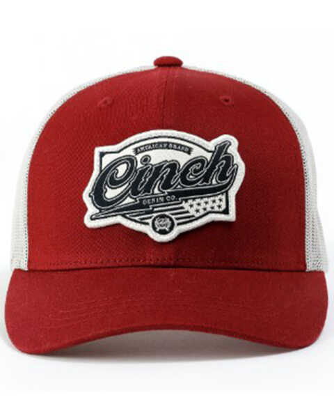 Cinch Men's Logo Trucker Cap, Red, hi-res