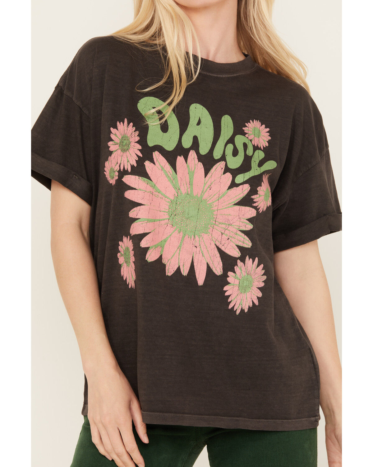 Image #3 - Girl Dangerous Women's Daisy Floral Boyfriend Graphic Tee, Black, hi-res