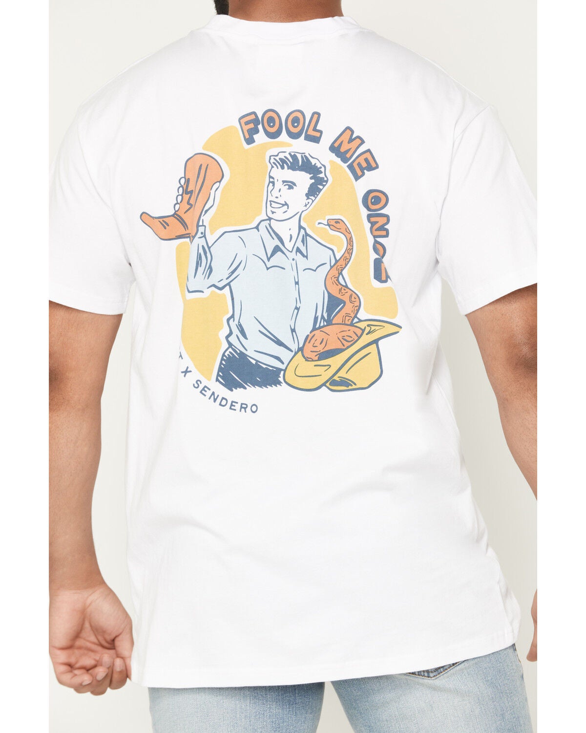 Image #4 - Ariat X Sendero Provisions Men's Fool Me Once Short Sleeve Graphic T-Shirt, White, hi-res