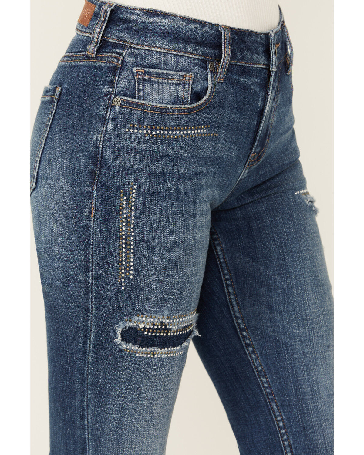 Image #2 - Shyanne Women's Delaney Dark Wash Mid Rise Rebel Embellished Bootcut Jeans, Dark Wash, hi-res