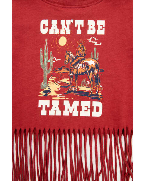Image #2 - Shyanne Toddler Girls' Can't Be Tamed Fringe Graphic Tee, Brick Red, hi-res