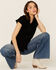 Image #1 - Scully Women's Cap Sleeve Peruvian Cotton Top, Black, hi-res