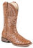Image #1 - Roper Men's Faux Ostrich Cowboy Boots - Broad Square Toe, Tan, hi-res