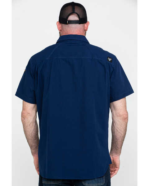 Image #2 - Hawx Men's Solid Yarn Dye Two Pocket Short Sleeve Work Shirt , Navy, hi-res