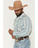 Image #2 - Cody James Men's Heath Southwestern Striped Long Sleeve Snap Stretch Western Shirt, Blue, hi-res