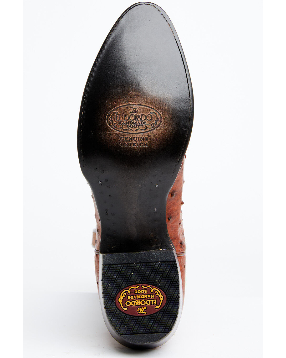 Image #7 - El Dorado Men's Exotic Full-Quill Ostrich Skin Western Boots - Round Toe, Cognac, hi-res
