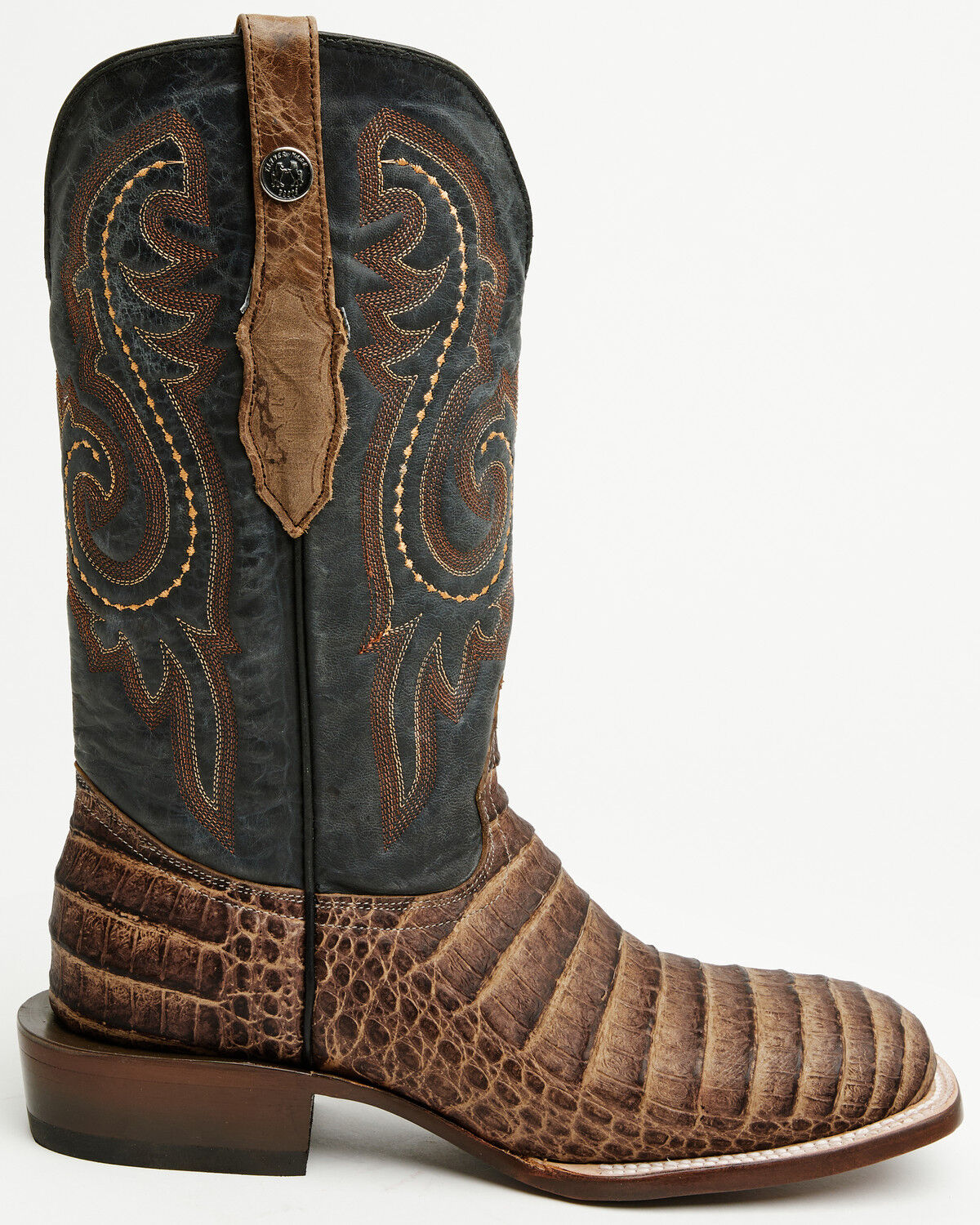 Image #2 - Tanner Mark Men's Exotic Caiman Print Western Boots - Broad Square Toe, Brown, hi-res