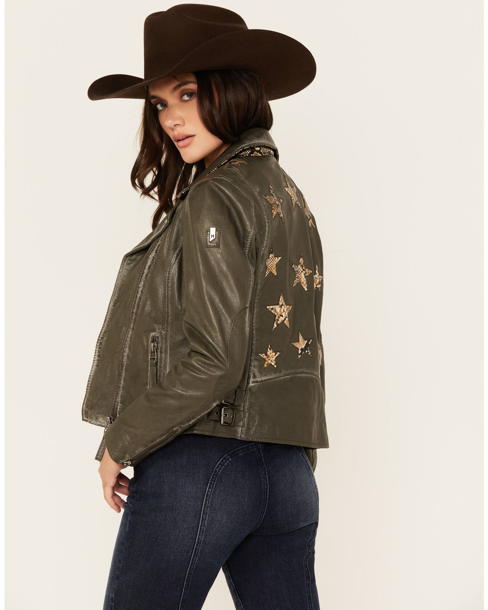 Mauritius Leather Women s Christy Scatter Star Leather Jacket Sheplers
