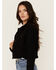 Image #2 - Cello Women's Frayed Cropped Denim Jacket, Black, hi-res
