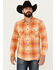 Image #1 - Pendleton Men's Beach Shack Plaid Print Long Sleeve Button-Down Western Shirt, Orange, hi-res
