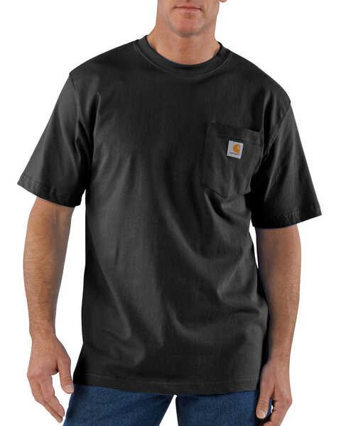 Image #2 - Carhartt Men's Loose Fit Heavyweight Logo Pocket Work T-Shirt - Big & Tall, Black, hi-res