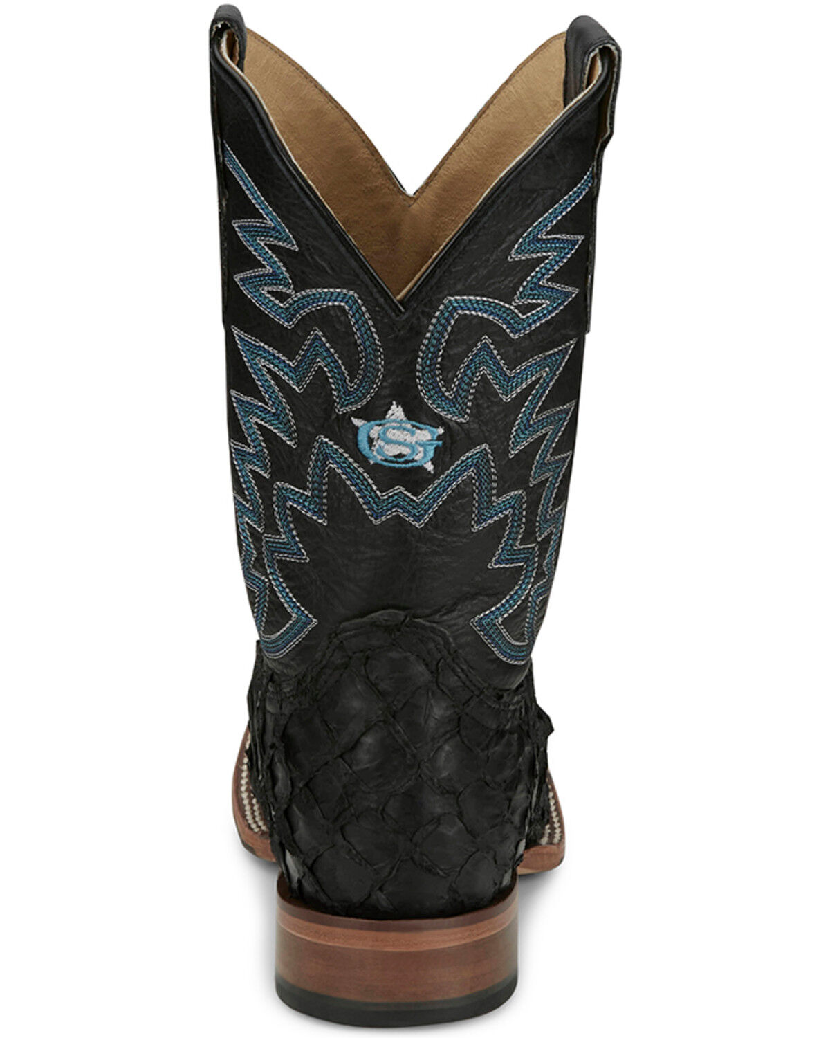 Image #5 - Justin Men's Ocean Front Exotic Pirarucu Western Boots - Broad Square Toe, Black, hi-res