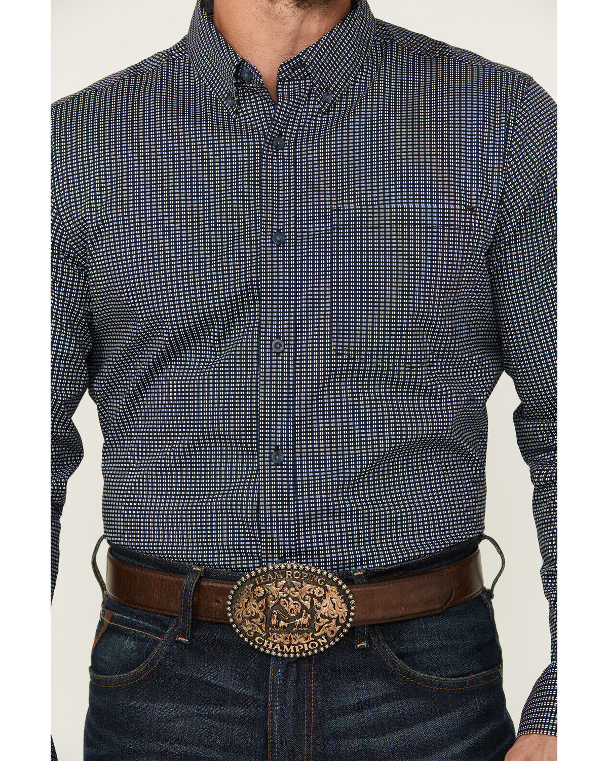 Image #3 - Cody James Men's Chris Geo Print Long Sleeve Button-Down Stretch Western Shirt, Dark Blue, hi-res