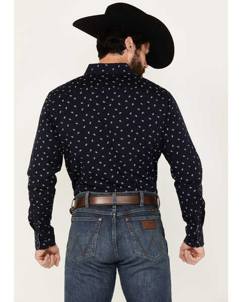 Image #4 - Ariat Men's Marco Paisley Print Long Sleeve Button-Down Stretch Western Shirt, Dark Blue, hi-res