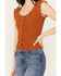 Image #3 - Shyanne Women's Pointelle Button Front Sweater Shirt, Pecan, hi-res