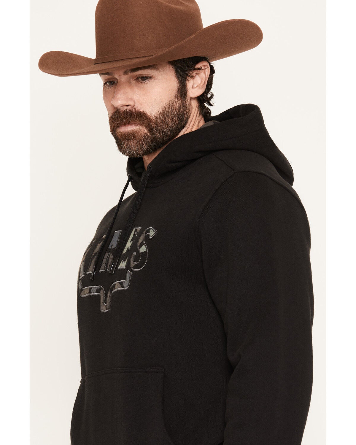 Image #2 - Kimes Ranch Men's Riddle Camo Fill Logo Hooded Sweatshirt, Black, hi-res