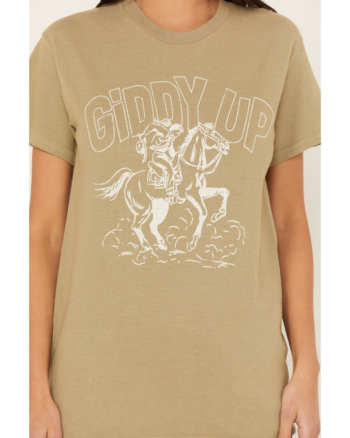 Image #3 - Youth in Revolt Women's Giddy Up Short Sleeve Graphic Tee, Sage, hi-res