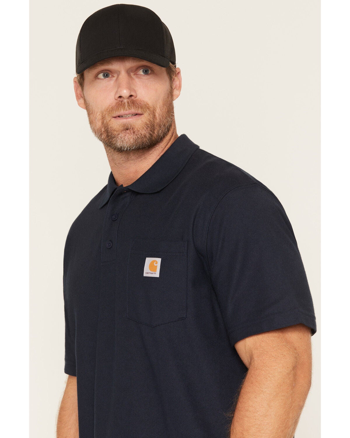 Image #2 - Carhartt Men's Loose Fit Short Sleeve Pocket Polo, Navy, hi-res