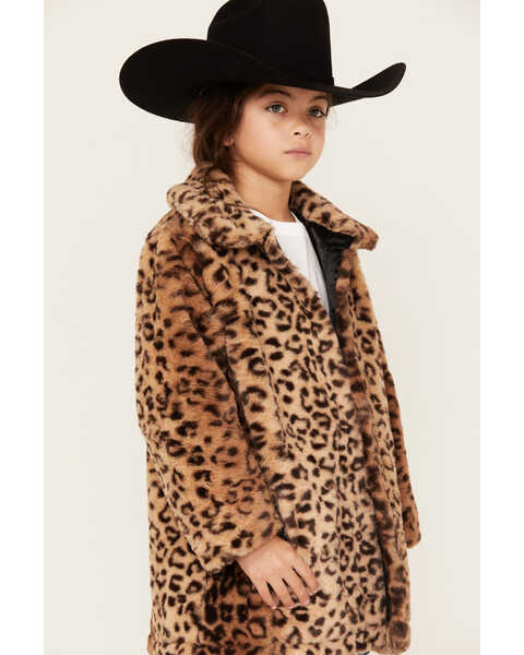 Image #1 - Urban Republic Girls' Cheetah Faux Fur Long Coat - Youth, Cheetah, hi-res