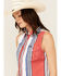 Image #2 - Wrangler Retro Women's Striped Print Sleeveless Snap Cropped Western Shirt, Red, hi-res