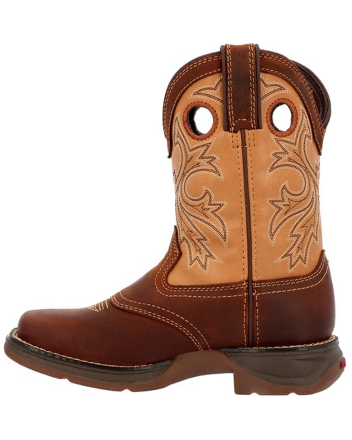 Image #3 - Durango Boys' Lil Rebel Embroidered Western Boots - Broad Square Toe, Brown, hi-res