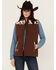 Image #1 - Cowgirl Hardware Women's Cow Print Yoke Softshell Vest , Brown, hi-res