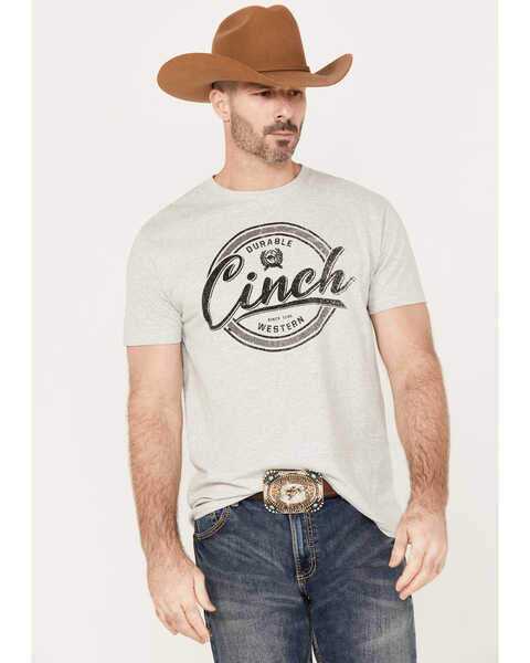 Cinch Men's Durable Short Sleeve Graphic T-Shirt, Heather Grey, hi-res