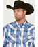 Image #3 - Cowboy Hardware Men's Hombre Plaid Print Long Sleeve Pearl Snap Western Shirt, Blue, hi-res