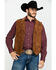 Image #1 - Scully Leatherwear Men's Southwestern Knit Back Suede Vest , Brown, hi-res